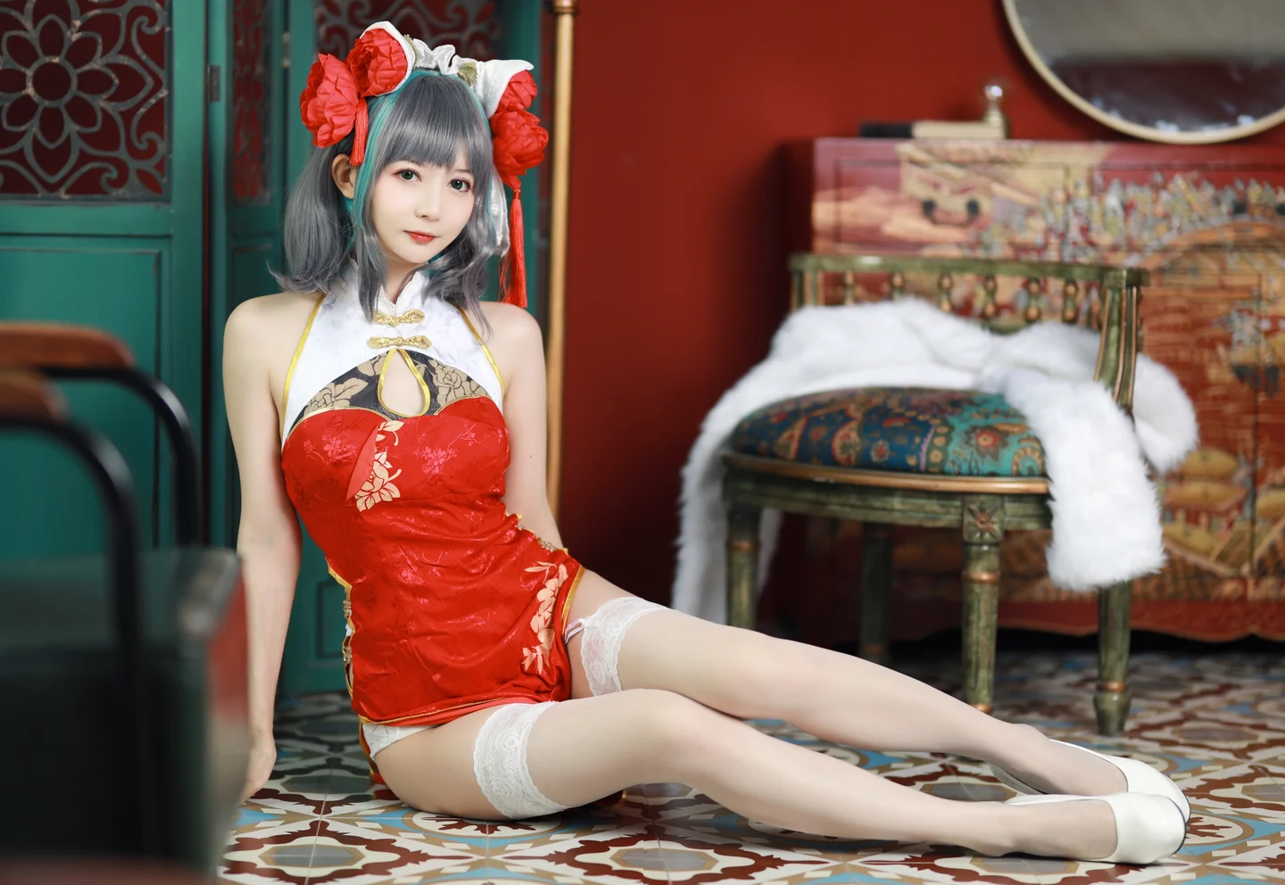 51酱 - 碧蓝航线·柴郡 新春旗袍 [12P-55MB] tg@simisebaisi 【丝足阁】008.webp